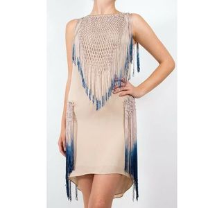 Haute Hippie Boho Dip-Dye Macramé Fringe dress
